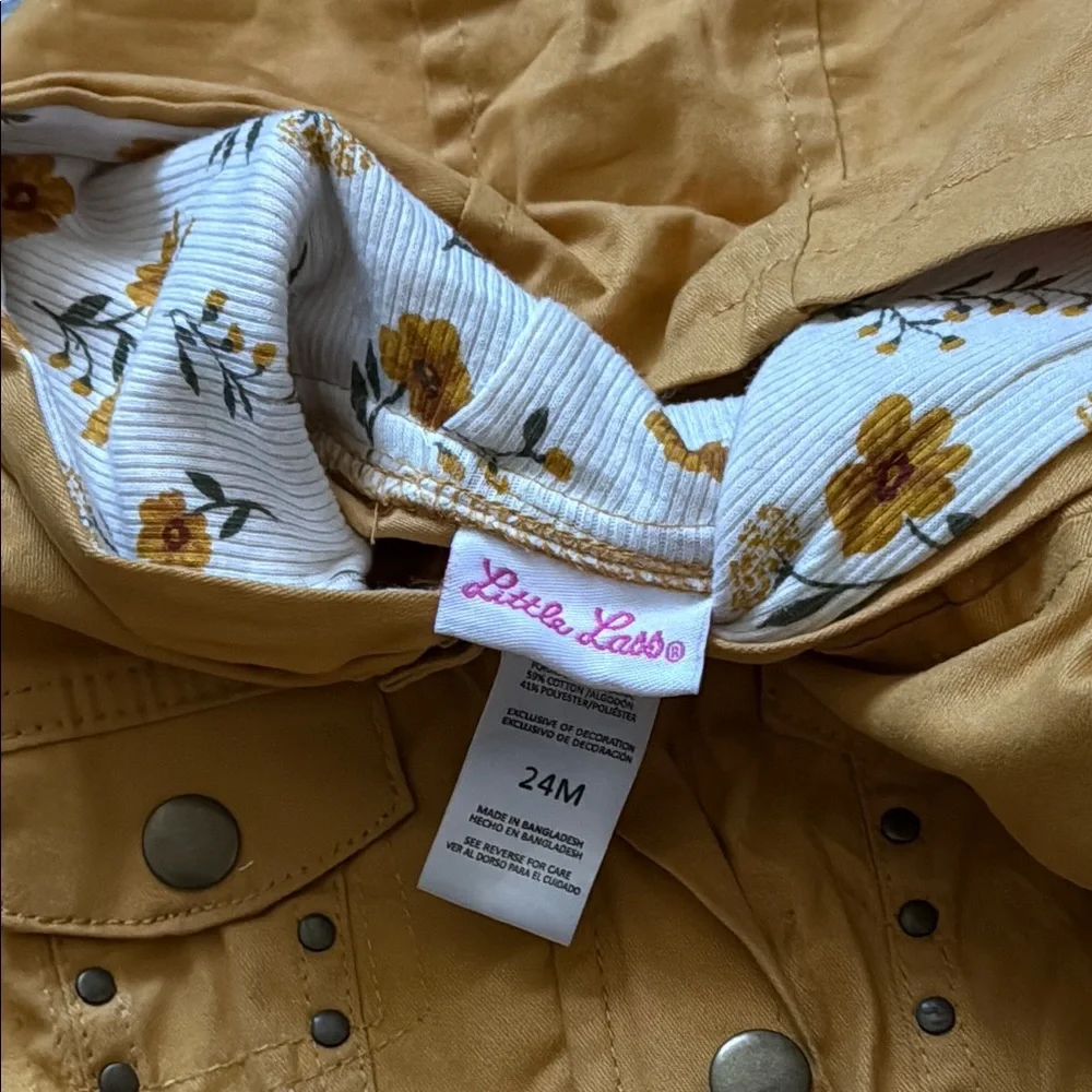 Little Lass Gold Hooded‎ Jacket with Ruffle Trim